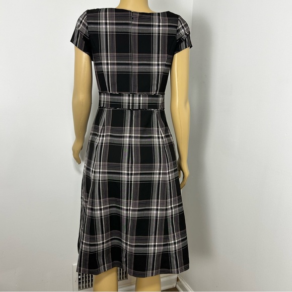 Isaac Mizrahi Black and White Plaid Midi Dress - Picture 4 of 6